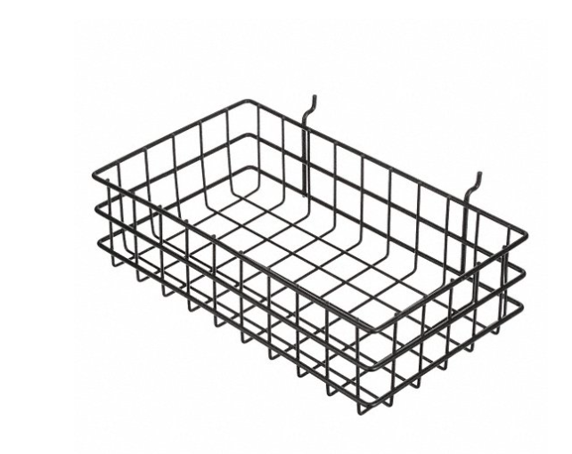 Slanted Pegboard Wire Baskets and Hanging Display Bins