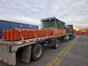 Pallet Rack on Flatbed Truck