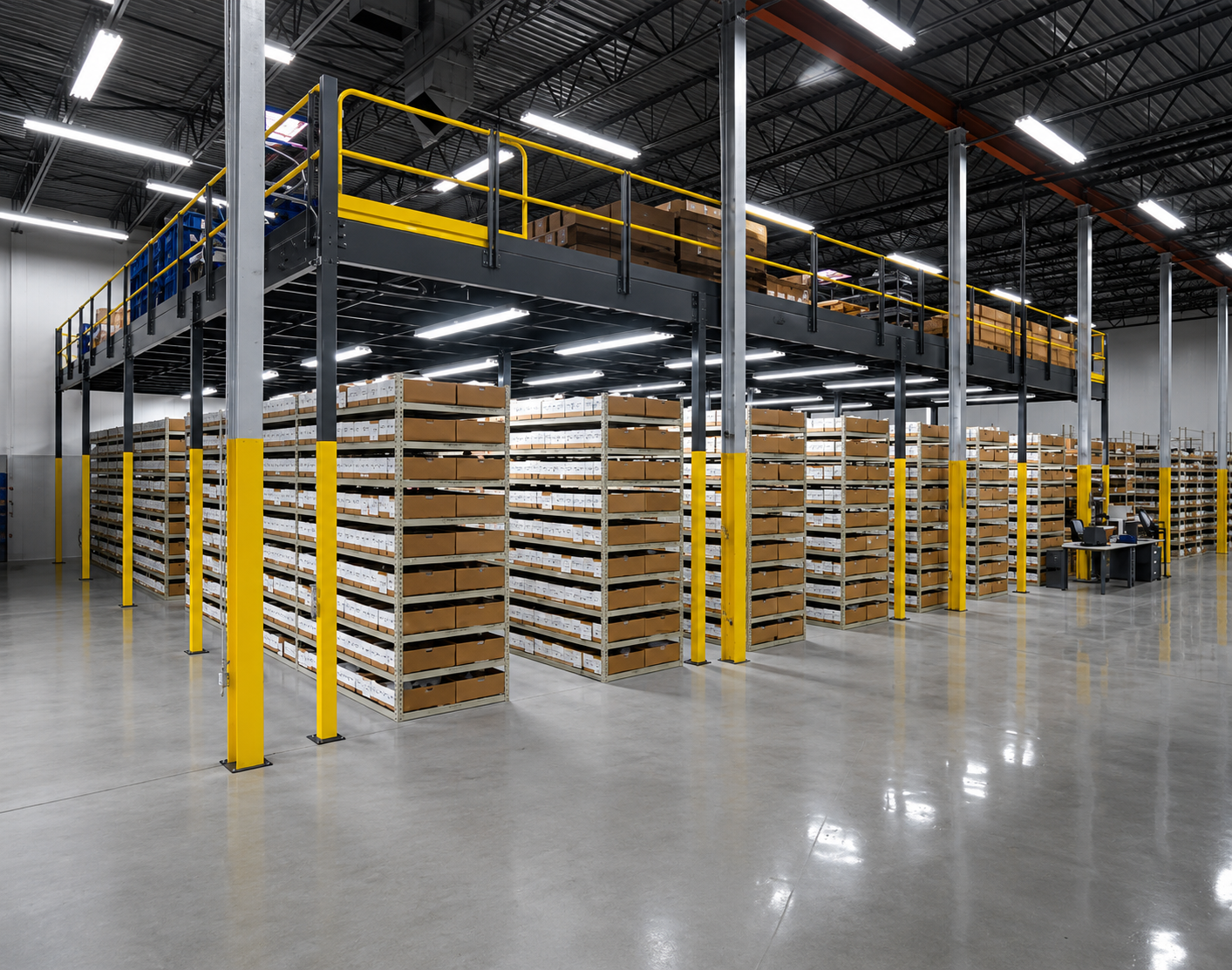 Steel Mezzanine with Boltless Shelving Steel Mezzanine with Boltless Shelving