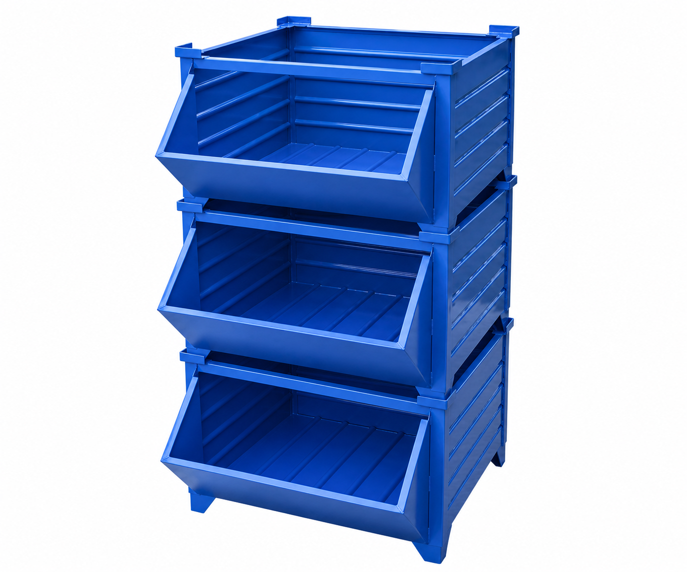Corrugated Steel Containers Hopper Front Stacked 3 High Corrugated Steel Containers Hopper Front Stacked 3 High