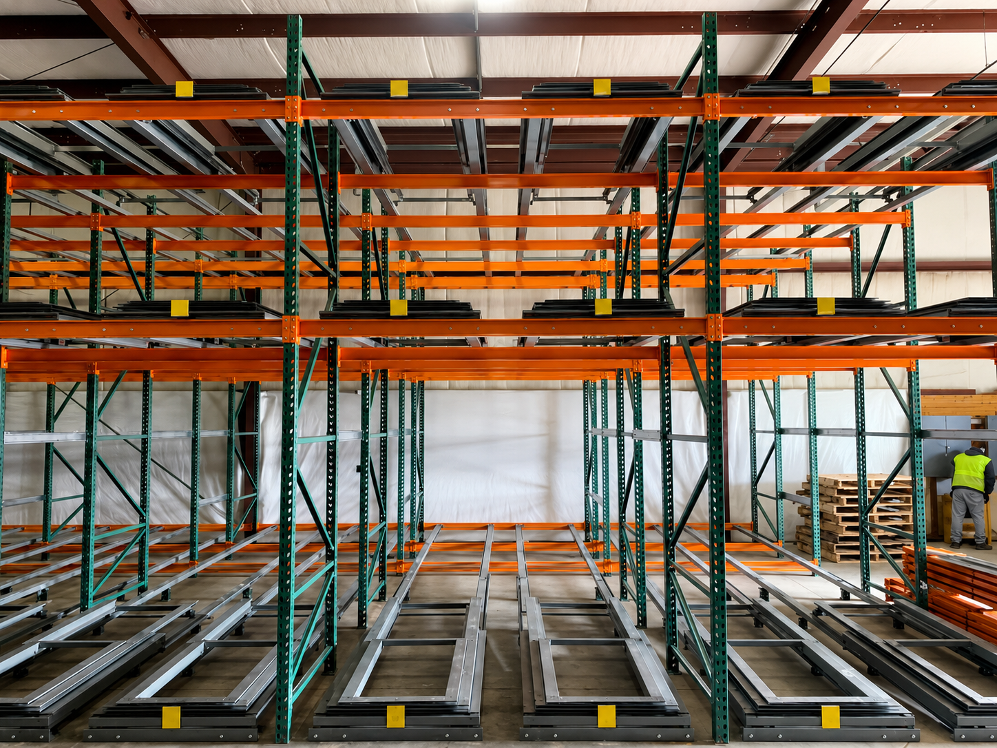 Floor Mounted Pushback Pallet Rack Saves Height Floor Mounted Pushback Pallet Rack Saves Height