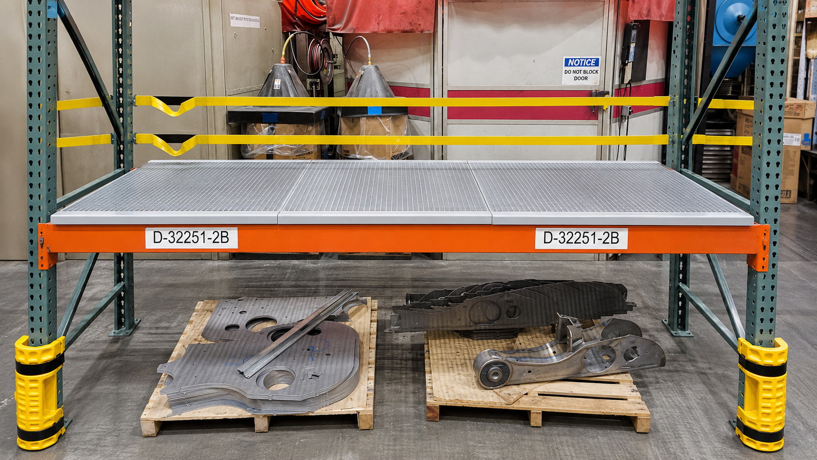 Bar Grate Decking on Pallet Rack Bay Bar Grate Decking on Pallet Rack Bay