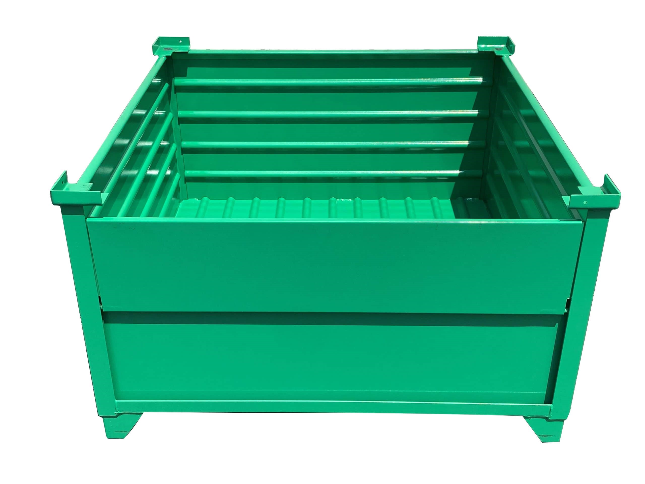 Stackable Corrugated Steel Containers with Steel Angle Runners