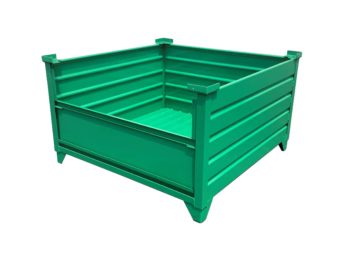 Corrugated Steel Container with Drop Gate Open