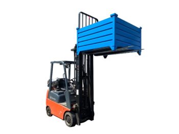 Corrugated Steel Containers Lifted By Forklift