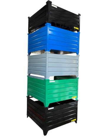 Corrugated Steel Containers Stacked 5 High