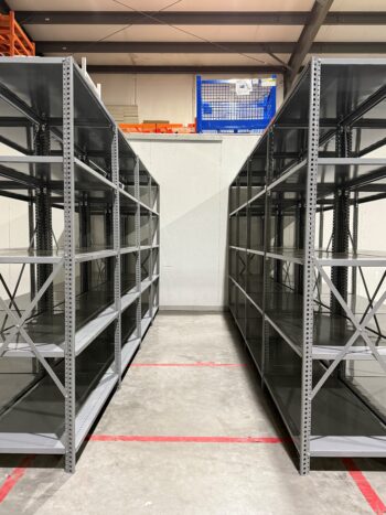 Deluxe Steel Shelving Down Aisle