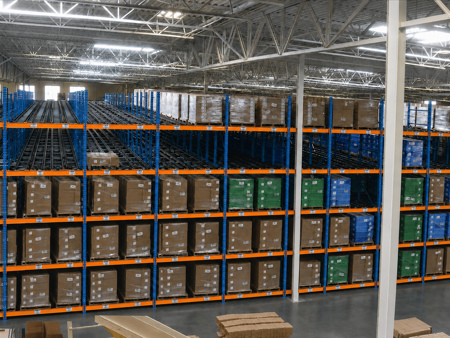 Large Deep High Density Pallet Flow Rack System Large Deep High Density Pallet Flow Rack System