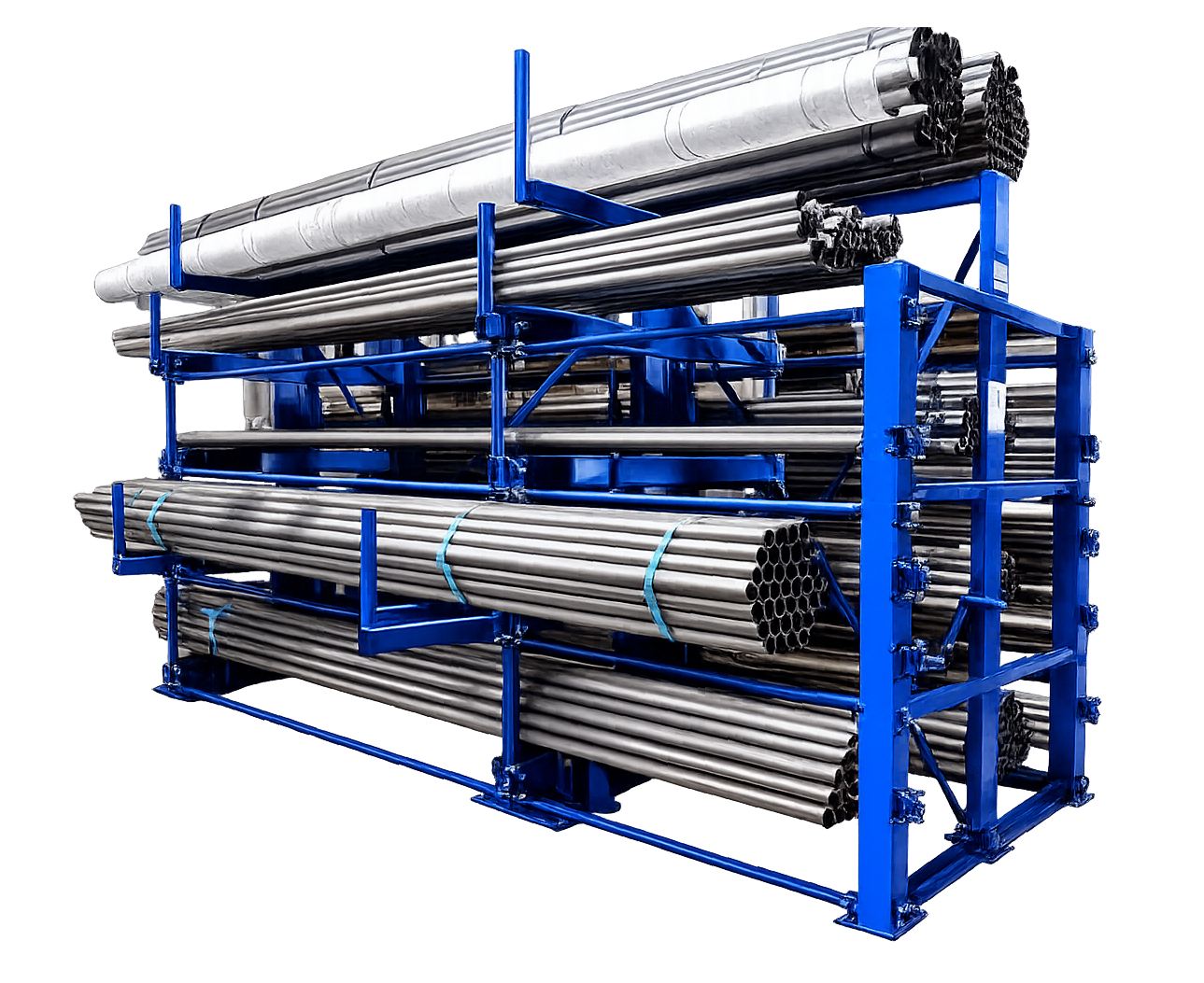Roll Out Cantilever Rack for Overhead Crane offers Aisle Space Savings