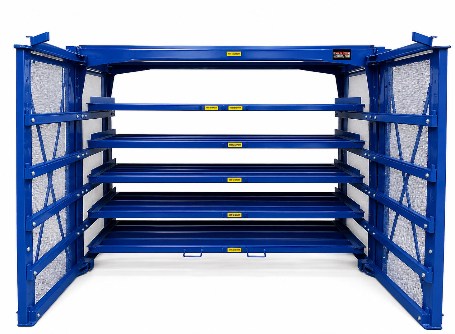 Single or Double Sided Roll Out Sheet Metal Rack with Fixed or Hinged Frames