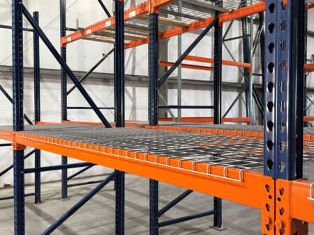 Wire Decking On Double Deep Pallet Rack Side Angle