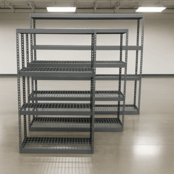 Boltless Shelving with Flat Wire Decking in Different Widths