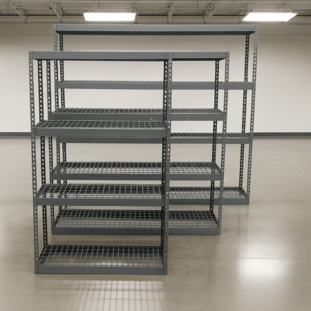 Boltless Shelving with Flat Wire Decking in Different Widths