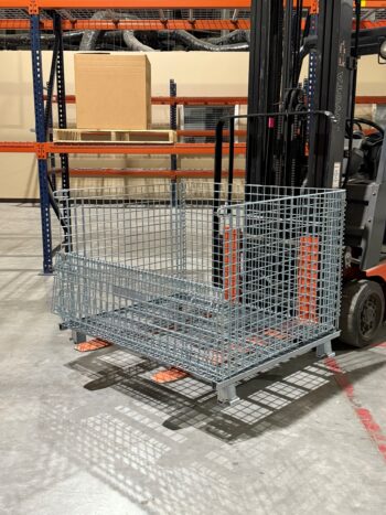 Wire Container Forklift Gate Open