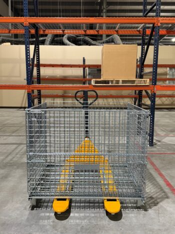 Wire Mesh Container on Pallet Jack