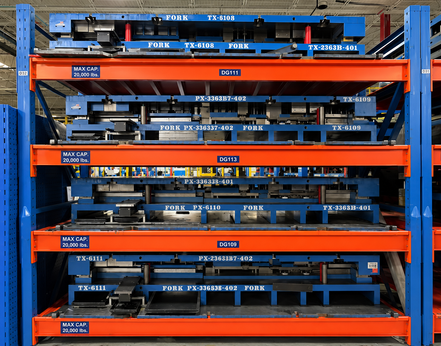 SK4000 Heavy-Duty Structural I-Beam Tool & Die Racks with Solid Steel Decking