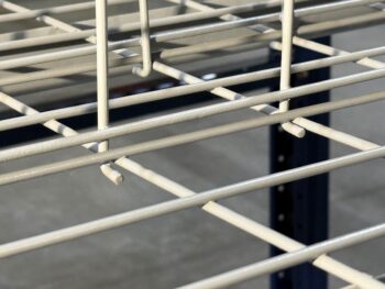 Snap-In Flue Space Shelf Dividers on Wire Decking