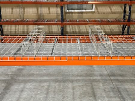 Snap in Flue Space Dividers on Pallet Rack Shelf Snap in Flue Space Dividers on Pallet Rack Shelf