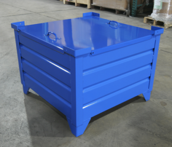 Blue Corrugated Steel Containerr with Removable Lid