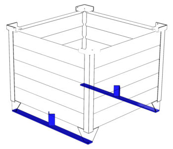 Corrugated steel containers with optional skid bars drawing