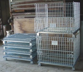 Returnable Reusable Wire Containers Collapsed and Stacked