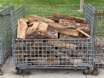 Firewood Storage Wire Basket with Drop Gate