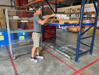 Beam Mounted Roll Out Pallet Rack Shelf