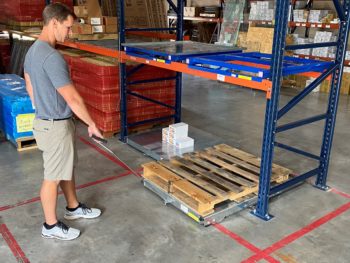 Floor Mounted Roll Out Pallet Shelf