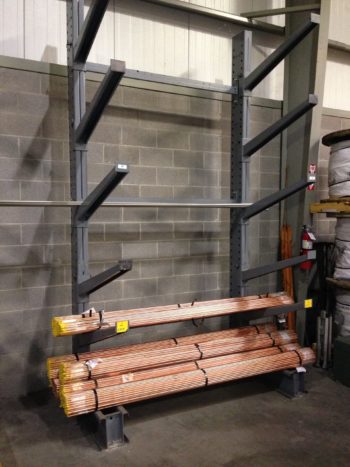 Cantilever Rack with Incline Arms for Storing Round Pipe
