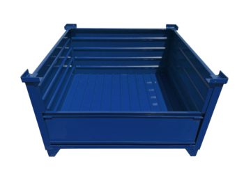 Blue Corrugated Steel Containers with Drop Gate PN 51011-DG48-B Inside View