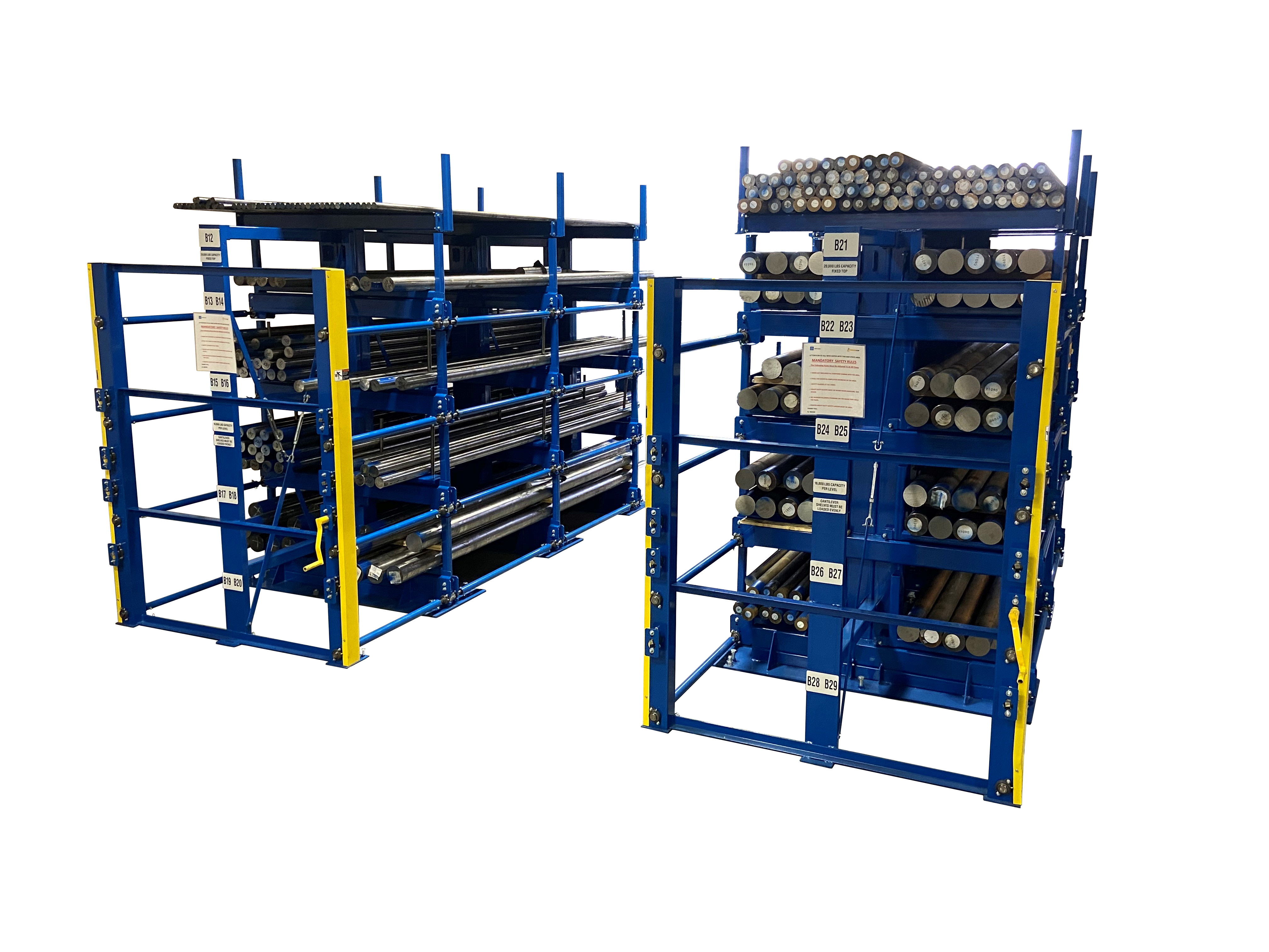 Rolling Hand Crank Out Cantilever Storage Shelving System