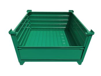 Green Corrugated Steel Container with Drop Gate PN 51006-DG35-G Inside View