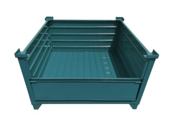 Teal Corrugated Steel Containers with Drop Gate PN 51017-DG35-T Inside View