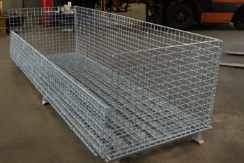 Custom Wide Wire Container with Drop Gate Open
