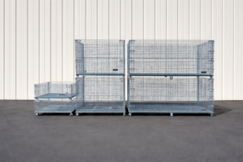 Short Medium and Extra Wide Wire Containers Stacked