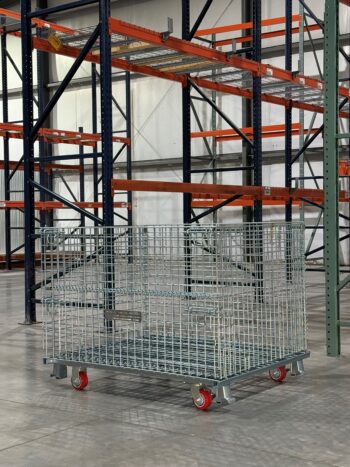 Wire Container With Casters in Warehouse