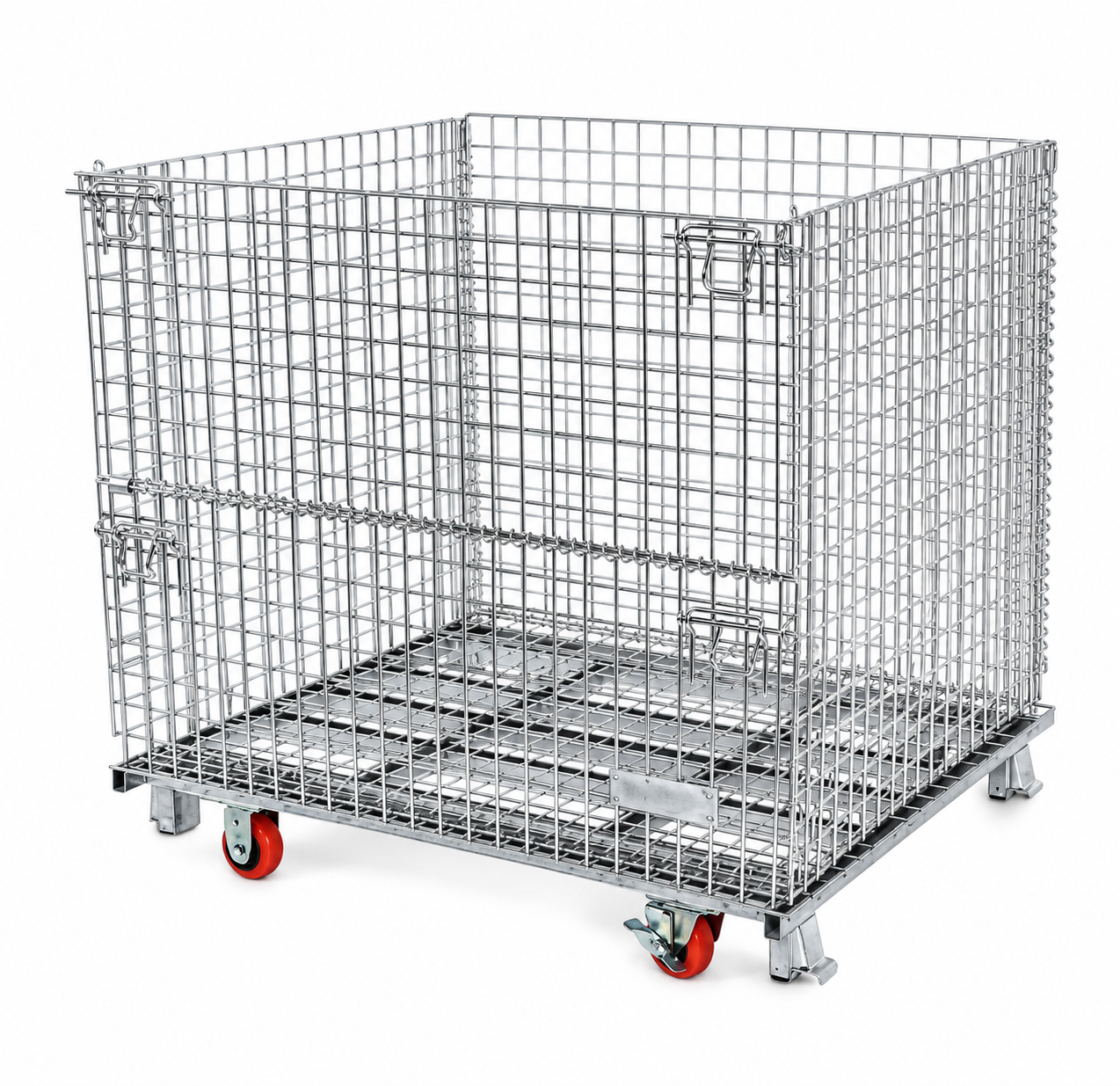 Wire Container with Casters | Collapsible Wire Basket with Wheels