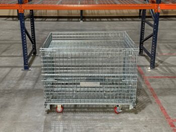Wire Container withCasters and Hinged Lid