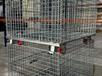 Wire Containers with Casters Stacked