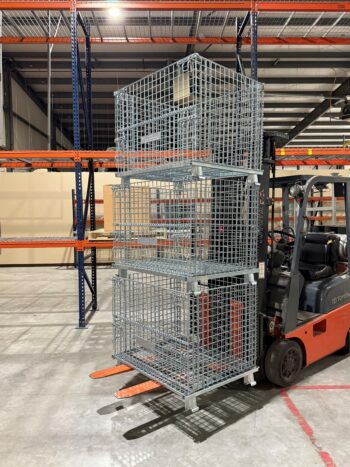 Wire Mesh Baskest on Forklift Forks