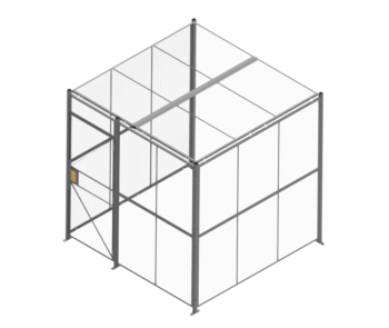 3-Sided Wire Partition with Swing-Out Gate and Ceiling