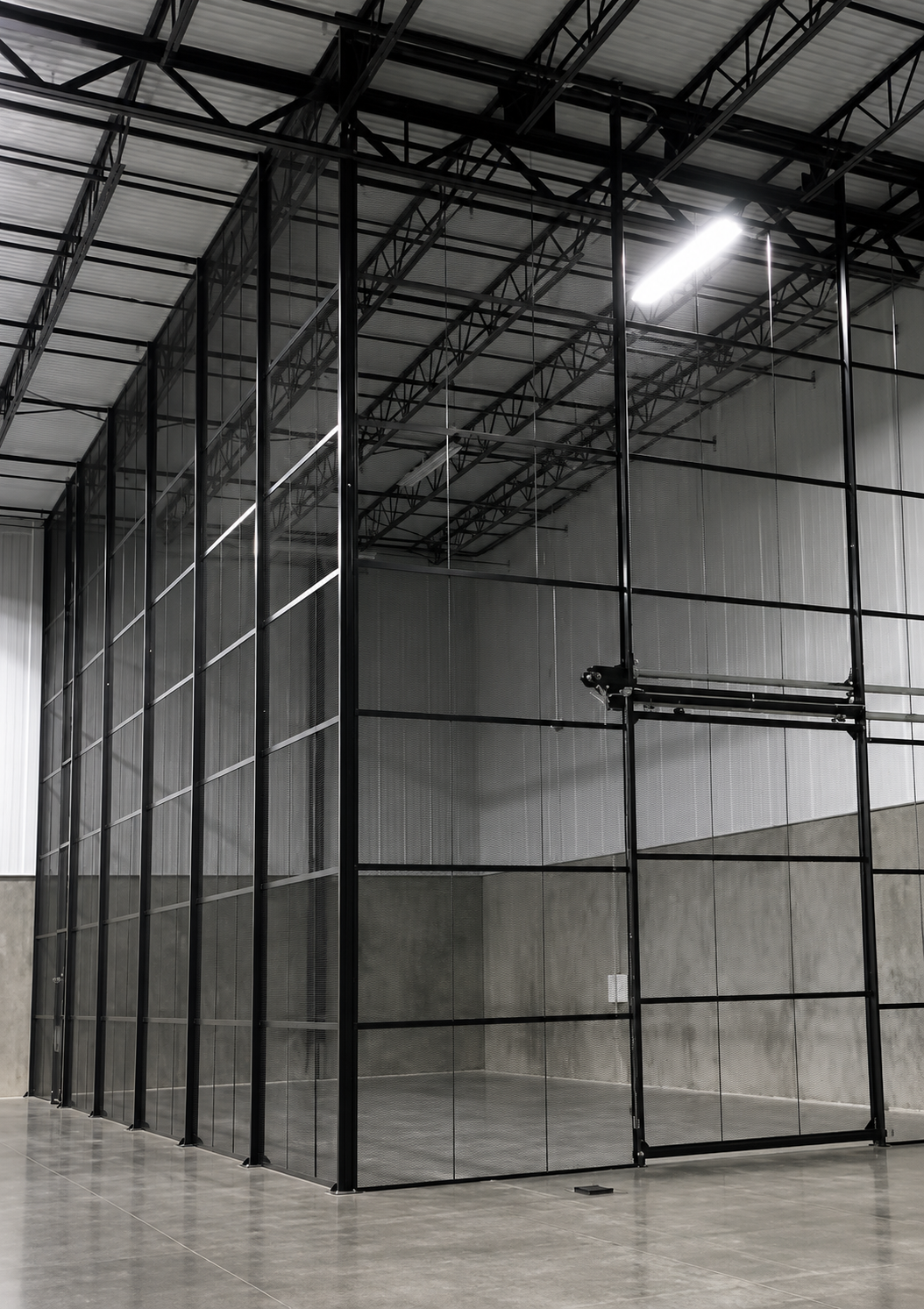 Floor to Ceilng Wire Mesh Partitions in Warehouse Floor to Ceilng Wire Mesh Partitions in Warehouse