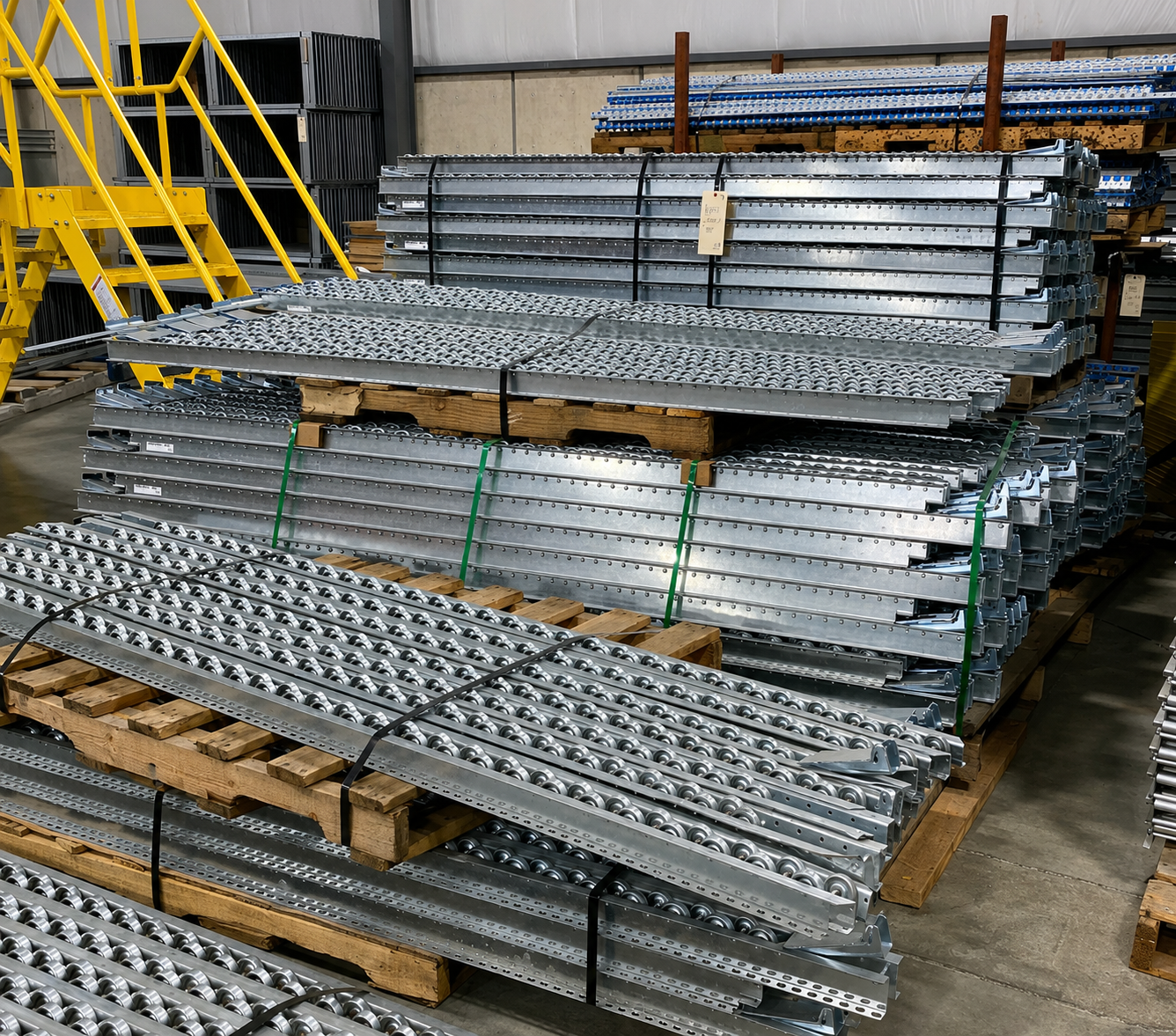 Used Steel Staggered Wheel Pallet Flow Rails Used Steel Staggered Wheel Pallet Flow Rails