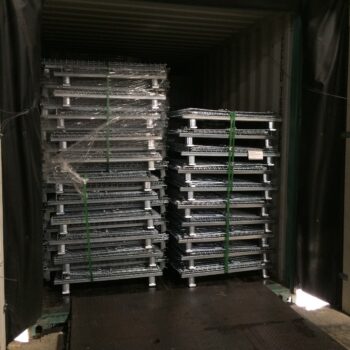 Wire Mesh Containers Stacked in Trailer