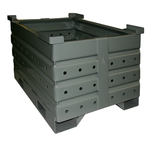 Super Heavy Duty Corrugated Steel Foundry Container with Perforated Sides