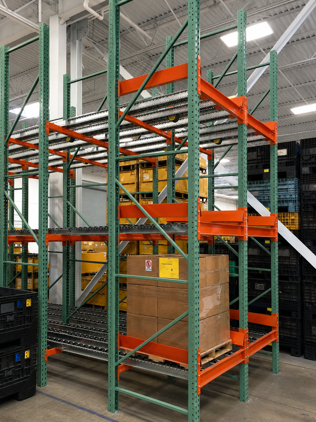 Teardrop Pallet Flow Racks Side View Teardrop Pallet Flow Racks Side View