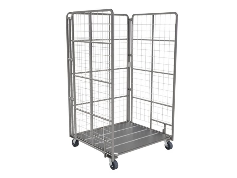 Folding Wire Shelf Carts ThreeSided Collapsible Shelf Cart