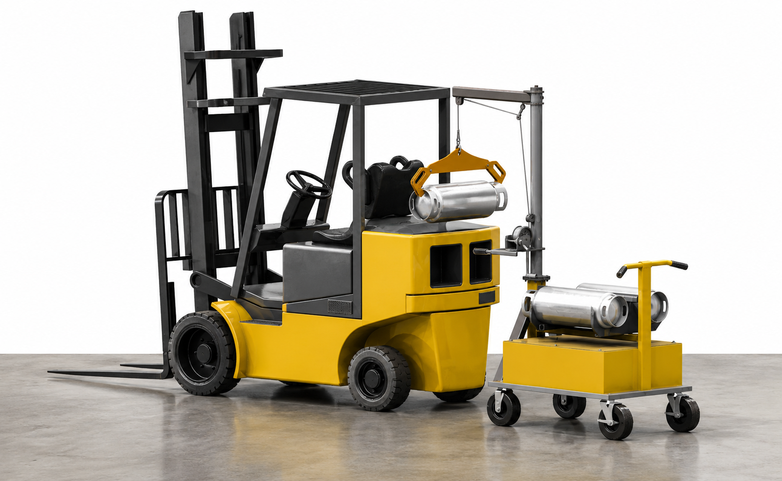 Propane Tank Cart Forklift Assist Jib Crane Hoist Propane Tank Cart Forklift Assist Jib Crane Hoist