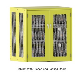 Propane Tank Storage Cabinet with Roll Out Shelves Closed Propane Tank Storage Cabinet with Roll Out Shelves Closed