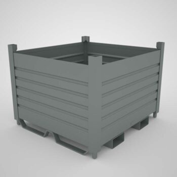 Stacking-bin-with-angle-corners-runners-and-roll-over-tubs-green